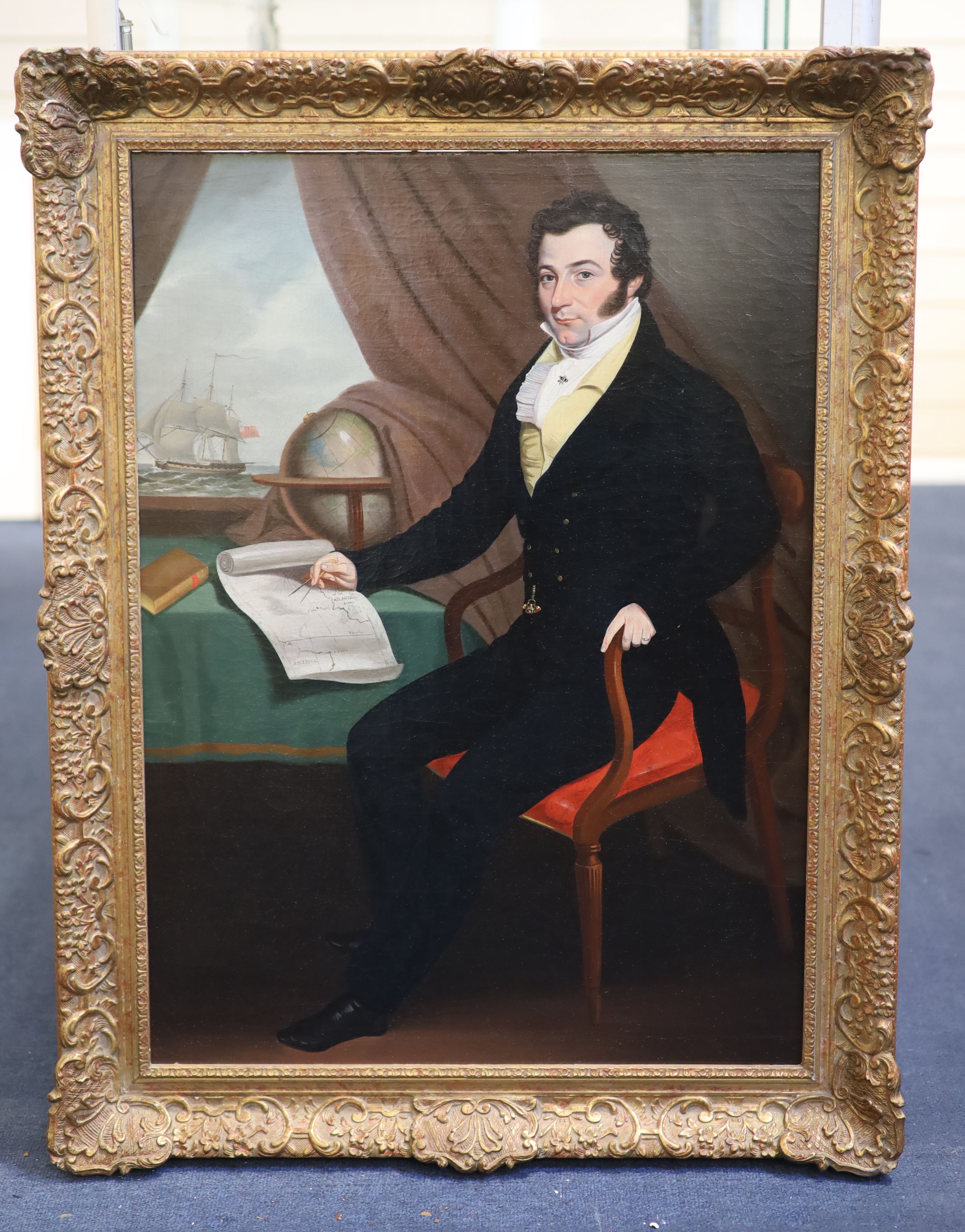 Anglo-American School (early 19th century), Full length portrait of a seated young gentleman, oil on canvas